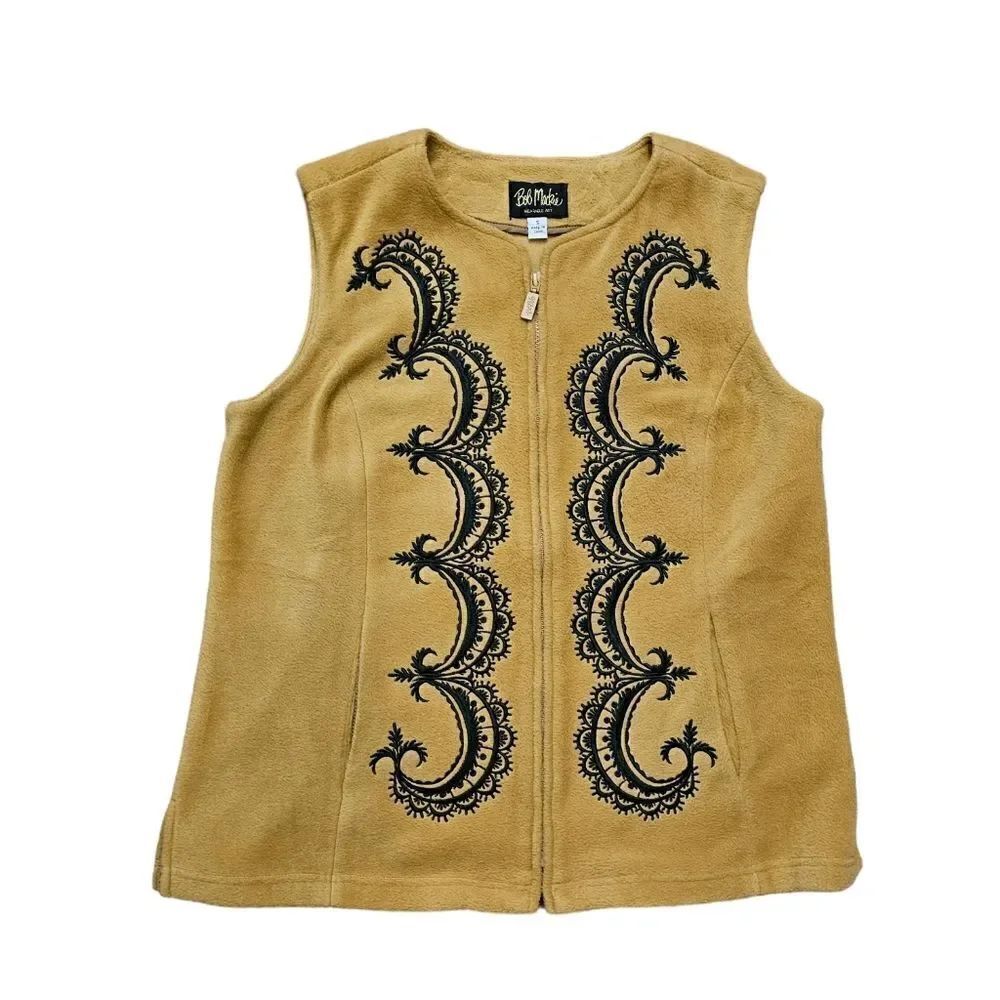 Women's BOB MACKIE Zip Up Sweater Vest Size Small VINTAGE